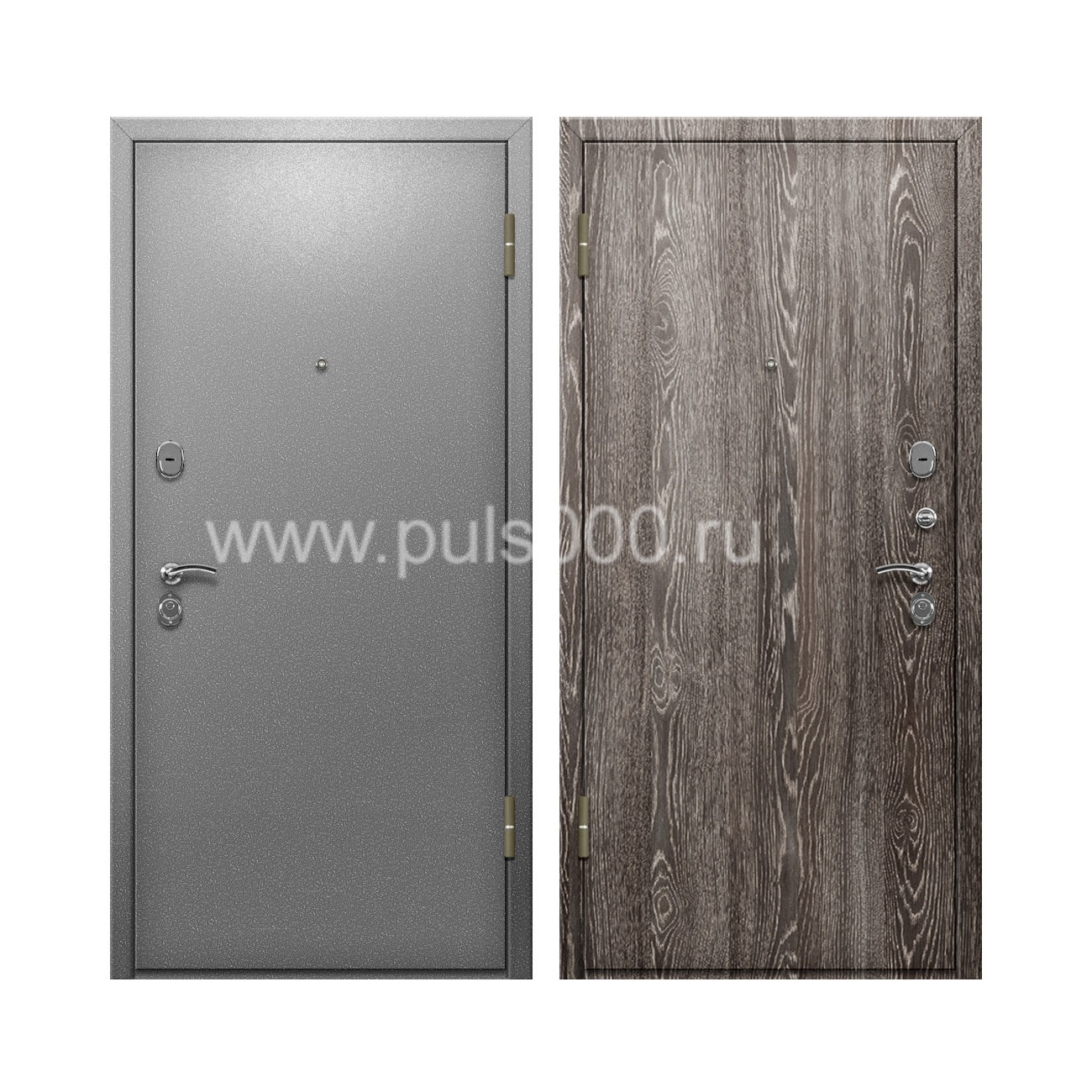 Входная дверь с серым порошковым покрытием и ламинатом PR-79, цена 30 000  руб.