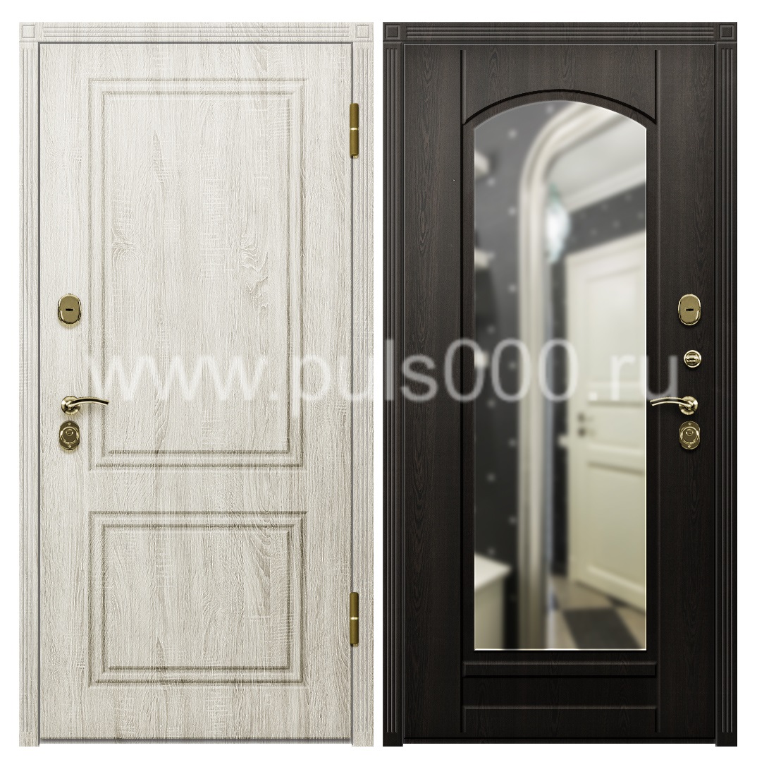 Входная дверь с зеркалом для загородного дома MDF-69